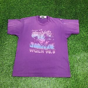 Vintage 90s Wisconsin WQLH 98.5 FM Shirt Womens XL 22x26 Purple